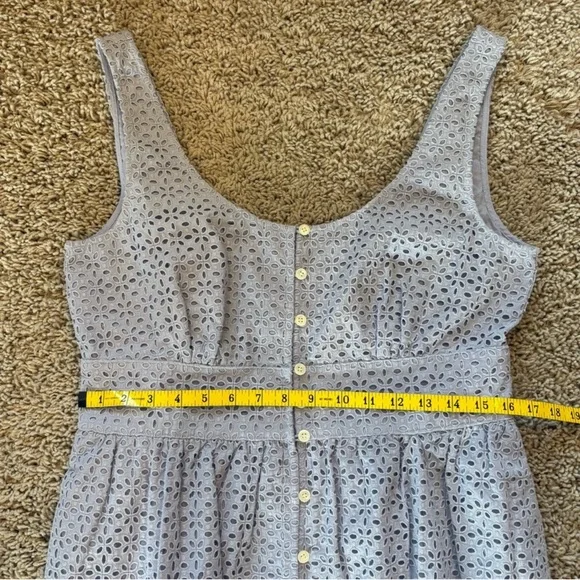 J Crew Button-Front Eyelet Dress Peri Shadow Size 10 - Picture 9 of 13